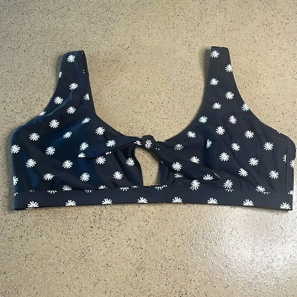 Old Navy tie front daisy print swim bralette bikini top sz XXL